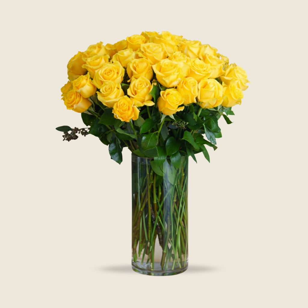 Yellow rose stems